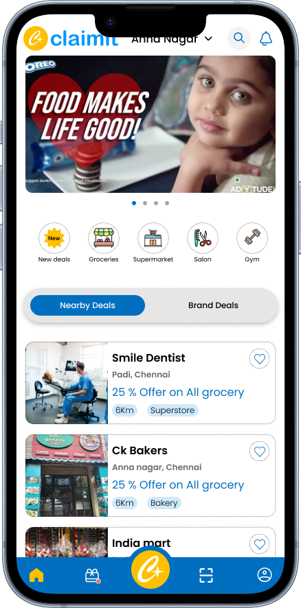 Nearby deals home screen